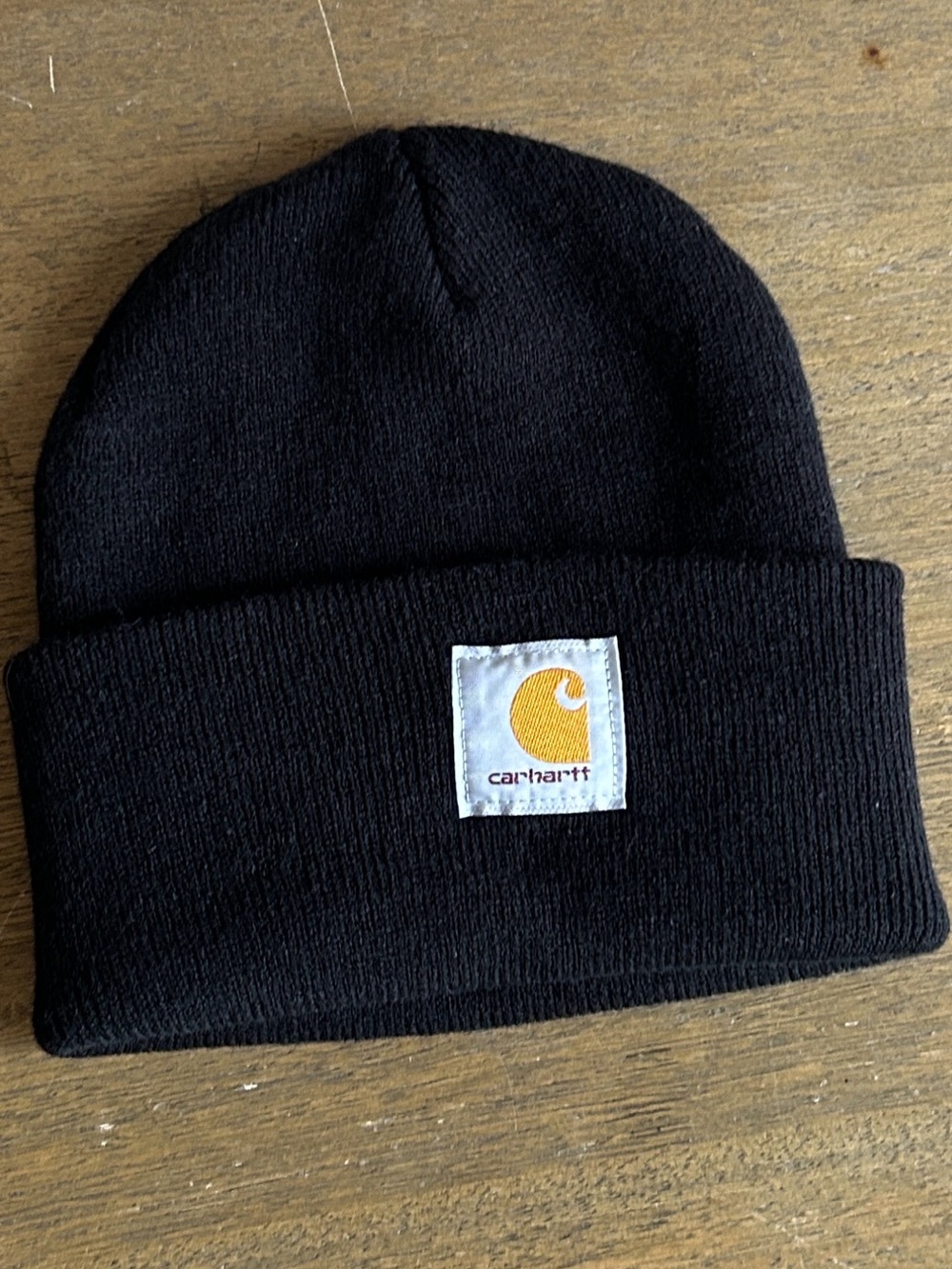 Carhartt Men’s Black Cuffed Beanie with Logo Patch. One Fits All.